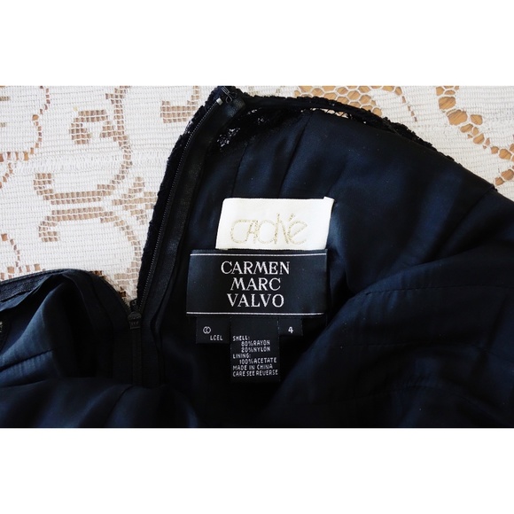 Vintage 90s Black Beaded Lace Gown Dress sz 4 - Picture 7 of 7